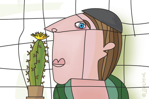 Kaart: Man met cactus