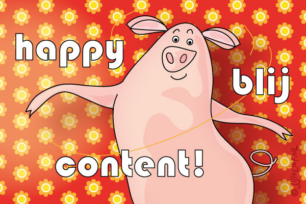 Kaart: Happy blij content!