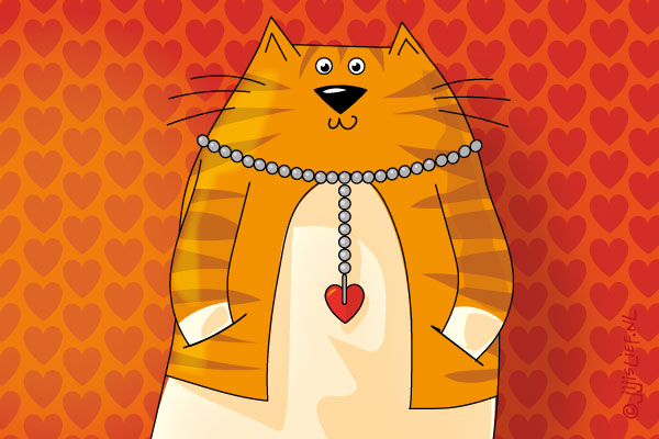 Kaart: Kat met hartketting